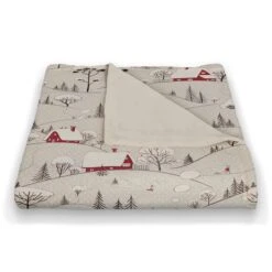 Snowy Village 50x60 Coral Fleece Blanket 8 Snowy Village 50x60 Coral Fleece Blanket -Northlight Shop D518394S 2