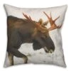 Moose In Snow 18x18 Throw Pillow 1 Moose In Snow 18x18 Throw Pillow -Northlight Shop D518407S 1