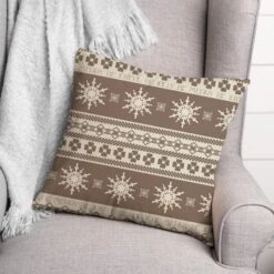 Neutral Christmas Sweater Throw Pillow -Northlight Shop D518471S 2