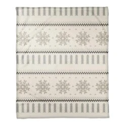 Knit Pattern Grey 50x60 Coral Fleece Blanket -Northlight Shop D518472S 1 1