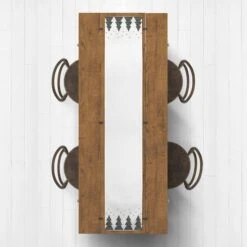 90" Christmas Tree Snow Twill Table Runner