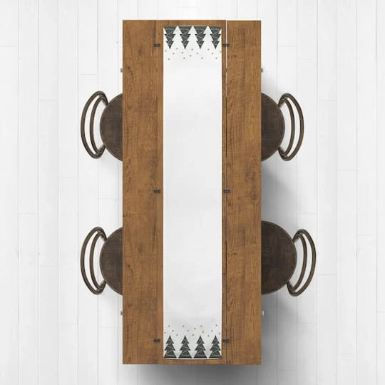 90" Christmas Tree Snow Twill Table Runner 3 90" Christmas Tree Snow Twill Table Runner