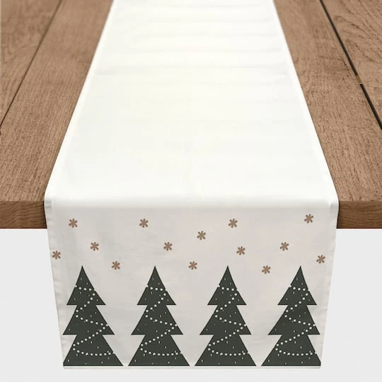 90" Christmas Tree Snow Twill Table Runner 5 90" Christmas Tree Snow Twill Table Runner - Image 3