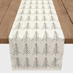 Tree Winter Snow 16x90 Poly Twill Table Runner 8 Tree Winter Snow 16x90 Poly Twill Table Runner -Northlight Shop D518494S 2