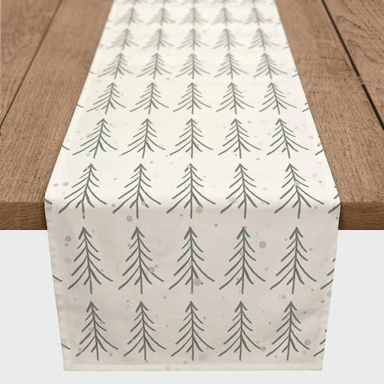 Tree Winter Snow 16x90 Poly Twill Table Runner 5 Tree Winter Snow 16x90 Poly Twill Table Runner - Image 3
