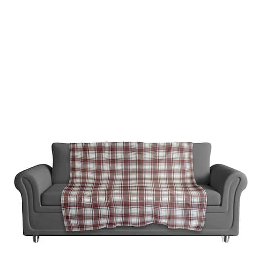 Red And Gray Plaid 50x60 Sherpa Fleece Blanket 6 Red And Gray Plaid 50x60 Sherpa Fleece Blanket - Image 4