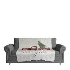 Merry Christmas Truck Sherpa Fleece Blanket 9 Merry Christmas Truck Sherpa Fleece Blanket -Northlight Shop D518546S 3