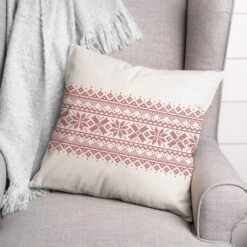 Knit Snowflakes 18x18 Throw Pillow -Northlight Shop D518564S 2