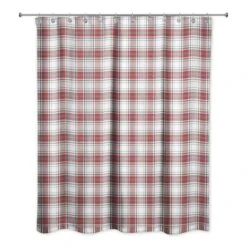 Red & Gray Plaid Shower Curtain 6 Red & Gray Plaid Shower Curtain -Northlight Shop D518565S 1 1