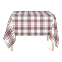 Red Gray Plaid 58x58 Tablecloth -Northlight Shop D518584S 2