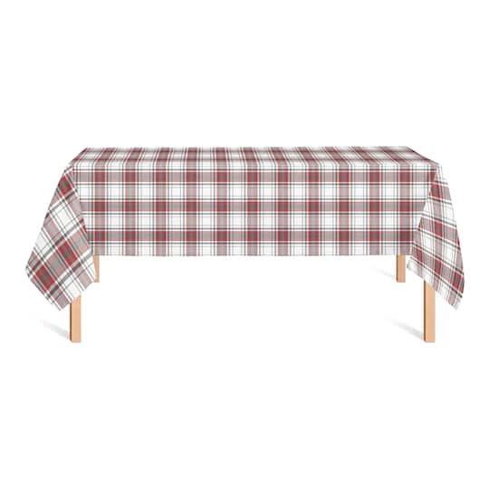 Red Gray Plaid 58x102 Tablecloth 5 Red Gray Plaid 58x102 Tablecloth - Image 3