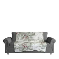 Holly Berry Leaves 50x60 Sherpa Fleece Blanket 9 Holly Berry Leaves 50x60 Sherpa Fleece Blanket -Northlight Shop D518596S 3