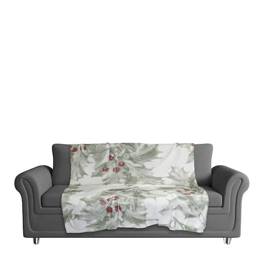 Holly Berry Leaves 50x60 Sherpa Fleece Blanket 6 Holly Berry Leaves 50x60 Sherpa Fleece Blanket - Image 4
