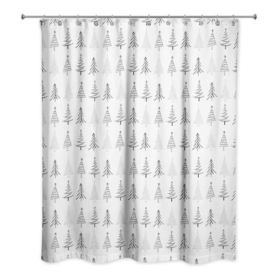 Designs Direct Christmas Tree Sketches 71" X 74" Shower Curtain 4 Designs Direct Christmas Tree Sketches 71" X 74" Shower Curtain - Image 2