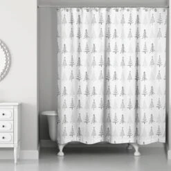 Designs Direct Christmas Tree Sketches 71" X 74" Shower Curtain 7 Designs Direct Christmas Tree Sketches 71" X 74" Shower Curtain -Northlight Shop D518614S 2