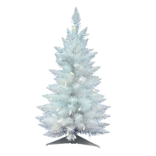 2.5ft. Pre-Lit Sparkle White Spruce Artificial Christmas Tree, Warm White Lights 3 2.5ft. Pre-Lit Sparkle White Spruce Artificial Christmas Tree, Warm White Lights