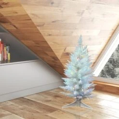 2.5ft. Pre-Lit Sparkle White Spruce Artificial Christmas Tree, Multicolor LED Lights -Northlight Shop D522208S 2