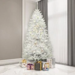 8.5ft. Pre-Lit Sparkle White Spruce Artificial Christmas Tree, Pure White LED Lights -Northlight Shop D522214S 2