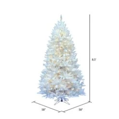 8.5ft. Pre-Lit Sparkle White Spruce Artificial Christmas Tree, Pure White LED Lights -Northlight Shop D522214S 4