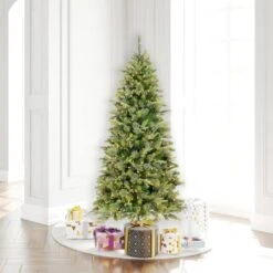 6.5ft.Pre-Lit Cashmere Slim Artificial Christmas Tree, Warm White Dura-Lit® LED Lights -Northlight Shop D522249S 2