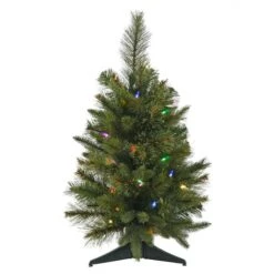 2ft. Pre-Lit Cashmere Pine Artificial Christmas Tree, Multicolor LED Lights