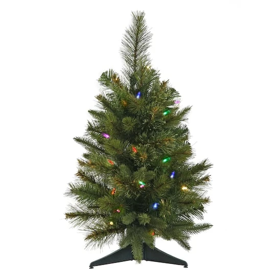 2ft. Pre-Lit Cashmere Pine Artificial Christmas Tree, Multicolor LED Lights 3 2ft. Pre-Lit Cashmere Pine Artificial Christmas Tree, Multicolor LED Lights