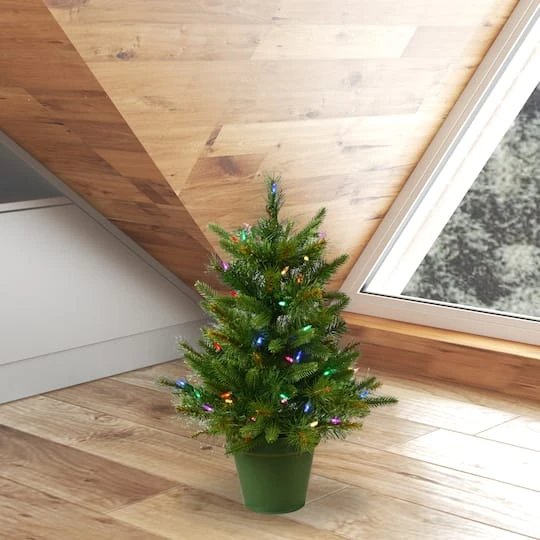 2ft. Pre-Lit Cashmere Pine Artificial Christmas Tree, Multicolor LED Lights 5 2ft. Pre-Lit Cashmere Pine Artificial Christmas Tree, Multicolor LED Lights - Image 3