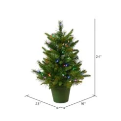 2ft. Pre-Lit Cashmere Pine Artificial Christmas Tree, Multicolor LED Lights 9 2ft. Pre-Lit Cashmere Pine Artificial Christmas Tree, Multicolor LED Lights -Northlight Shop D522313S 3