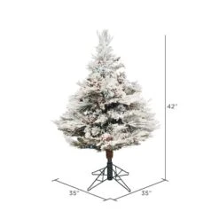 3.5ft. Pre-Lit Flocked Alberta Artificial Christmas Tree, Multicolor LED Lights -Northlight Shop D522328S 4