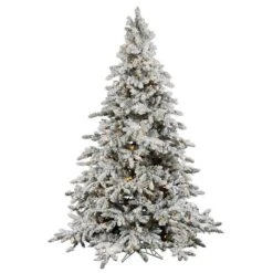 7.5ft. Pre-Lit Flocked Utica Fir Artificial Christmas Tree, Pure White LED Lights 8 7.5ft. Pre-Lit Flocked Utica Fir Artificial Christmas Tree, Pure White LED Lights -Northlight Shop D522411S 1 1