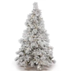 3.5ft. Pre-Lit Flocked Alberta Artificial Christmas Tree, Pure White LED Lights