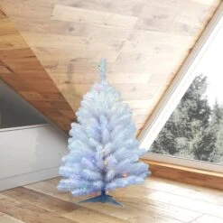 3ft. Pre-Lit Crystal White Spruce Artificial Christmas Tree, Multicolor LED Lights 9 3ft. Pre-Lit Crystal White Spruce Artificial Christmas Tree, Multicolor LED Lights -Northlight Shop D522495S 2