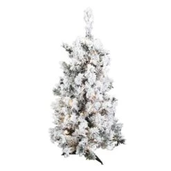3ft. Pre-Lit Flocked Alaskan Pine Artificial Christmas Tree, Clear Dura-Lit® Lights