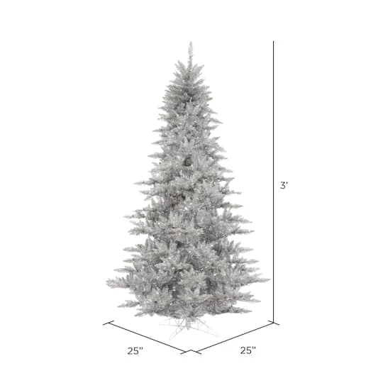 3ft. Unlit Silver Tinsel Fir Artificial Christmas Tree 5 3ft. Unlit Silver Tinsel Fir Artificial Christmas Tree - Image 3