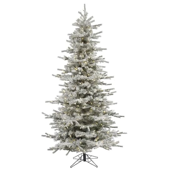 6.5ft. Pre-Lit Slim Flocked Sierra Fir Artificial Christmas Tree, Pure White Dura-Lit® LED Lights 3 6.5ft. Pre-Lit Slim Flocked Sierra Fir Artificial Christmas Tree, Pure White Dura-Lit® LED Lights