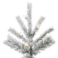 6.5ft. Pre-Lit Slim Flocked Sierra Fir Artificial Christmas Tree, Pure White Dura-Lit® LED Lights 10 6.5ft. Pre-Lit Slim Flocked Sierra Fir Artificial Christmas Tree, Pure White Dura-Lit® LED Lights -Northlight Shop D522526S 3