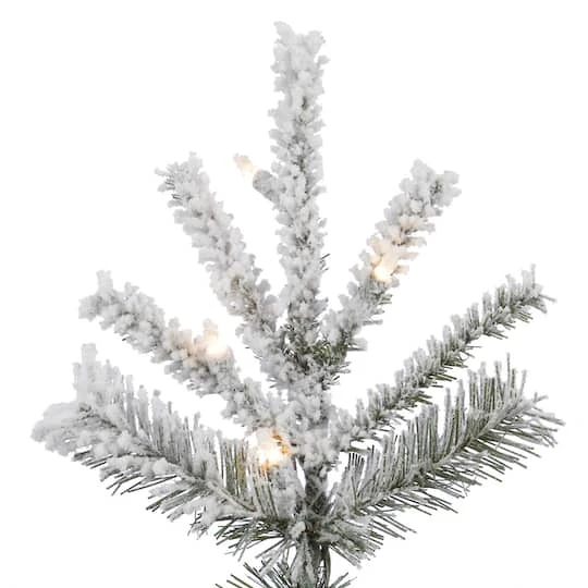 6.5ft. Pre-Lit Slim Flocked Sierra Fir Artificial Christmas Tree, Pure White Dura-Lit® LED Lights 6 6.5ft. Pre-Lit Slim Flocked Sierra Fir Artificial Christmas Tree, Pure White Dura-Lit® LED Lights - Image 4