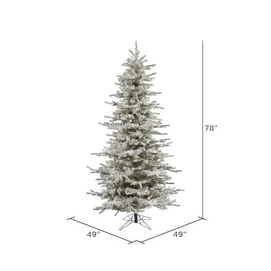 6.5ft. Pre-Lit Slim Flocked Sierra Fir Artificial Christmas Tree, Pure White Dura-Lit® LED Lights 7 6.5ft. Pre-Lit Slim Flocked Sierra Fir Artificial Christmas Tree, Pure White Dura-Lit® LED Lights - Image 5