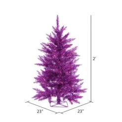 2ft. Pre-Lit Purple Artificial Christmas Tree, Purple LED Lights -Northlight Shop D522547S 4