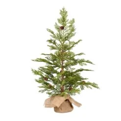 24" Unlit Cedar Pine Artificial Christmas Tree In Burlap Base