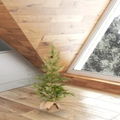 24" Unlit Cedar Pine Artificial Christmas Tree In Burlap Base 8 24" Unlit Cedar Pine Artificial Christmas Tree In Burlap Base -Northlight Shop D522600S 2