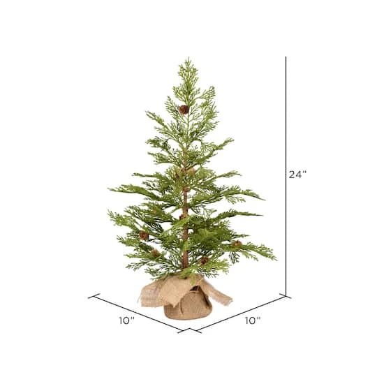 24" Unlit Cedar Pine Artificial Christmas Tree In Burlap Base 6 24" Unlit Cedar Pine Artificial Christmas Tree In Burlap Base - Image 4
