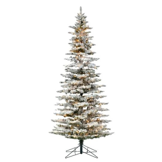 9ft. Pre-Lit Flocked Utica Fir Artificial Christmas Tree, Pure White LED Lights 4 9ft. Pre-Lit Flocked Utica Fir Artificial Christmas Tree, Pure White LED Lights - Image 2