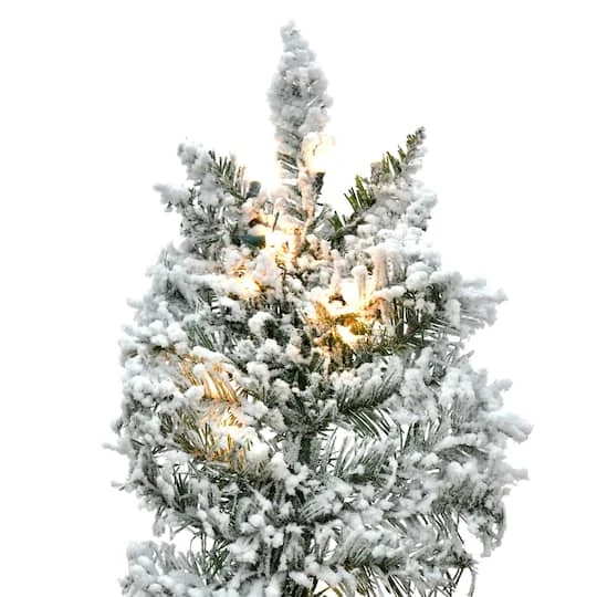 9ft. Pre-Lit Flocked Utica Fir Artificial Christmas Tree, Pure White LED Lights 5 9ft. Pre-Lit Flocked Utica Fir Artificial Christmas Tree, Pure White LED Lights - Image 3
