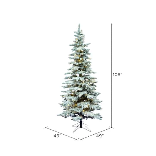 9ft. Pre-Lit Flocked Utica Fir Artificial Christmas Tree, Pure White LED Lights 6 9ft. Pre-Lit Flocked Utica Fir Artificial Christmas Tree, Pure White LED Lights - Image 4