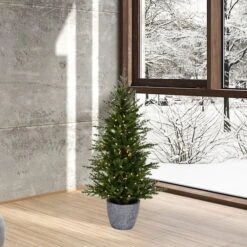 3.5ft. Pre-Lit Belgrade Pine Artificial Christmas Tree, Clear Dura-Lit® LED Lights 8 3.5ft. Pre-Lit Belgrade Pine Artificial Christmas Tree, Clear Dura-Lit® LED Lights -Northlight Shop D522694S 2