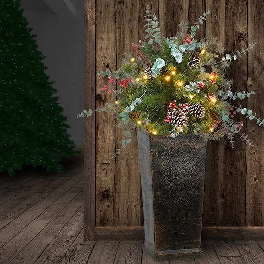 3ft. Pre-Lit Meadow Basin Artificial Christmas Tree In Tall Planter, Warm White LED Lights 5 3ft. Pre-Lit Meadow Basin Artificial Christmas Tree In Tall Planter, Warm White LED Lights - Image 3