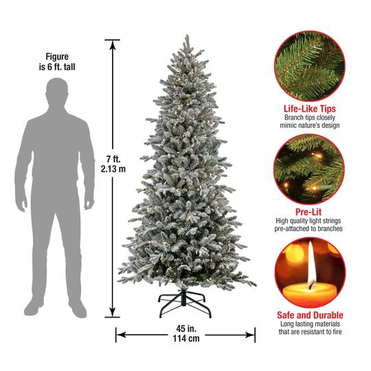 7ft. Pre-Lit Snowy Calton Pine Artificial Christmas Tree, Warm White LED Lights 8 7ft. Pre-Lit Snowy Calton Pine Artificial Christmas Tree, Warm White LED Lights - Image 6