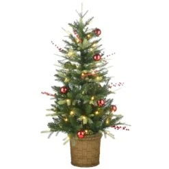 4ft. Pre-Lit & Pre-Decorated Scotch Creek Fir Entrance Artificial Christmas Tree, Warm White LED Lights