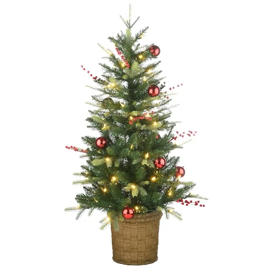 4ft. Pre-Lit & Pre-Decorated Scotch Creek Fir Entrance Artificial Christmas Tree, Warm White LED Lights 3 4ft. Pre-Lit & Pre-Decorated Scotch Creek Fir Entrance Artificial Christmas Tree, Warm White LED Lights